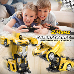 Britik Transform RC car yellow police style for action-packed play.