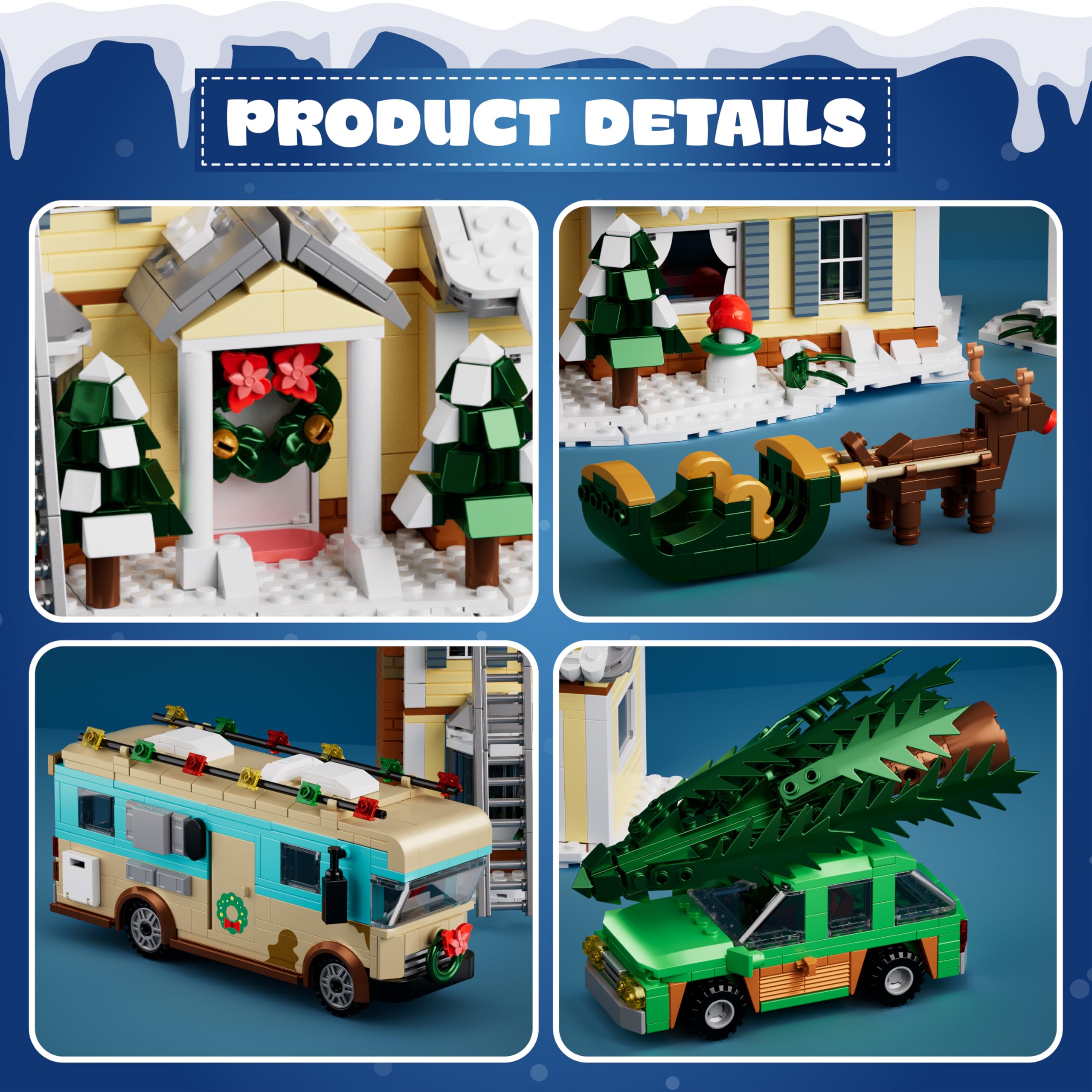 Brixelion Station Wagon with Christmas Tree on display.