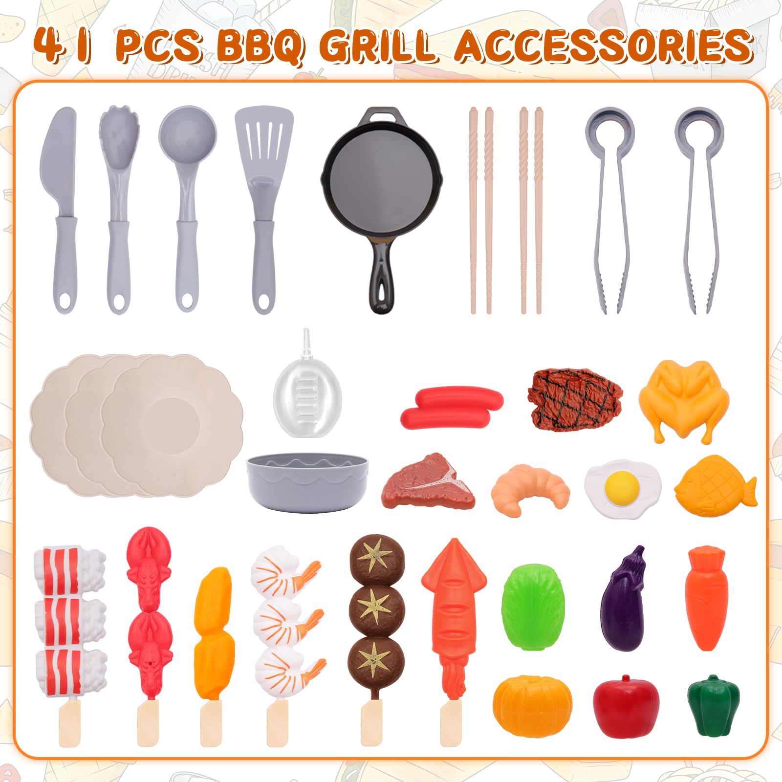 Brixlytoys BBQ Grill Toy shows safe smoke effect for imaginative outdoor play.