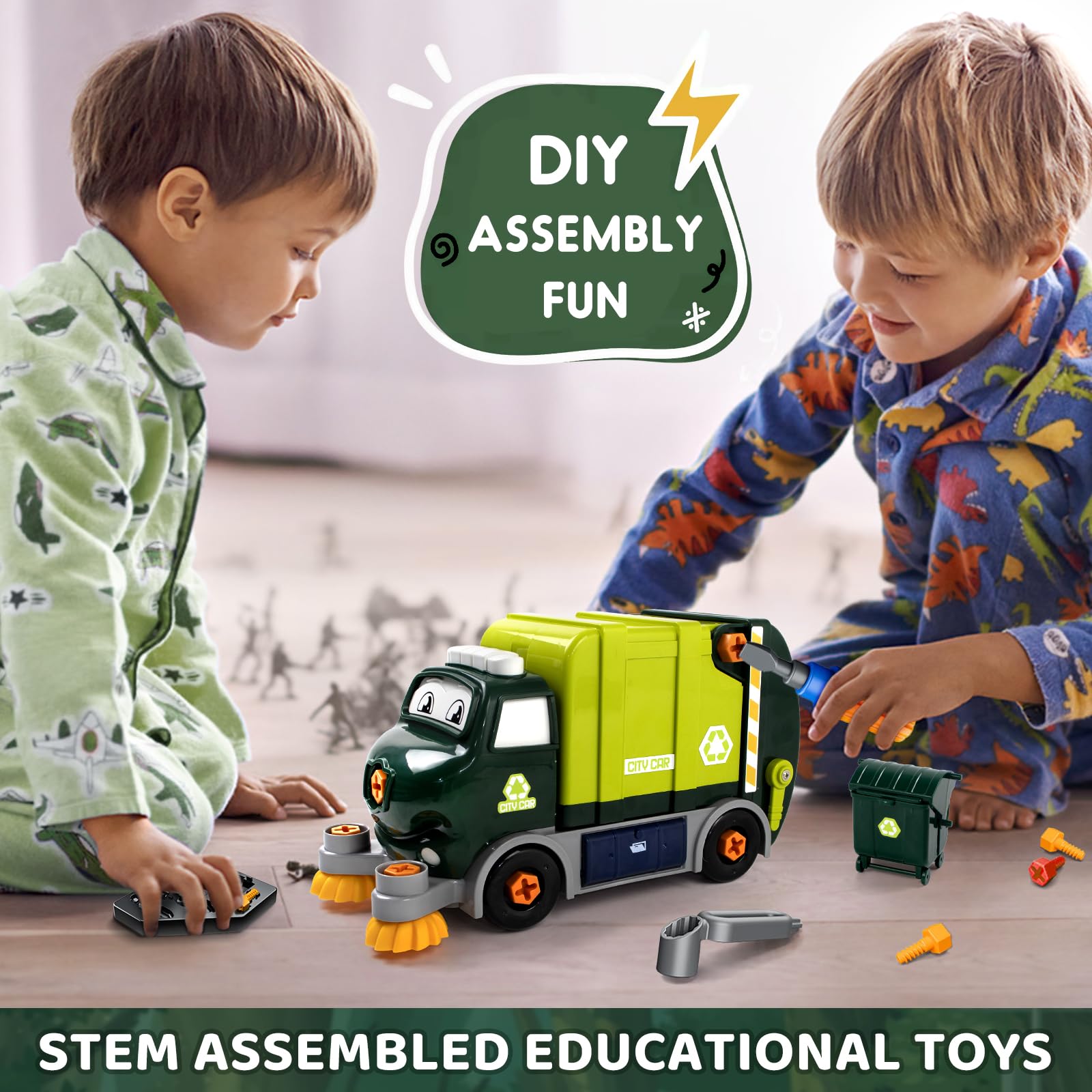 Brixlytoys trash truck parts disassembly showcasing modular play