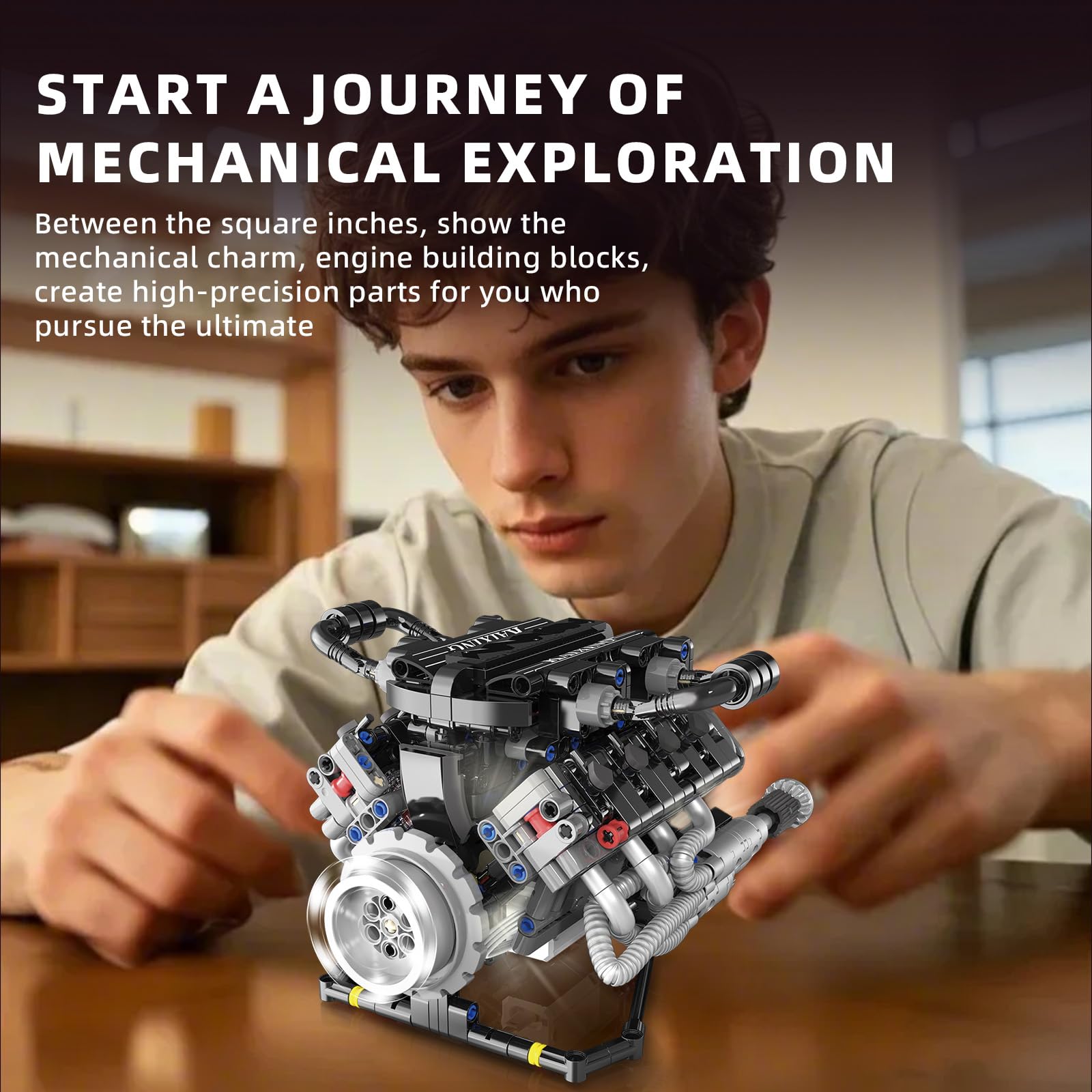 BrixVibe V8 Mini Engine Kit includes 715+ pieces for sturdy assembly