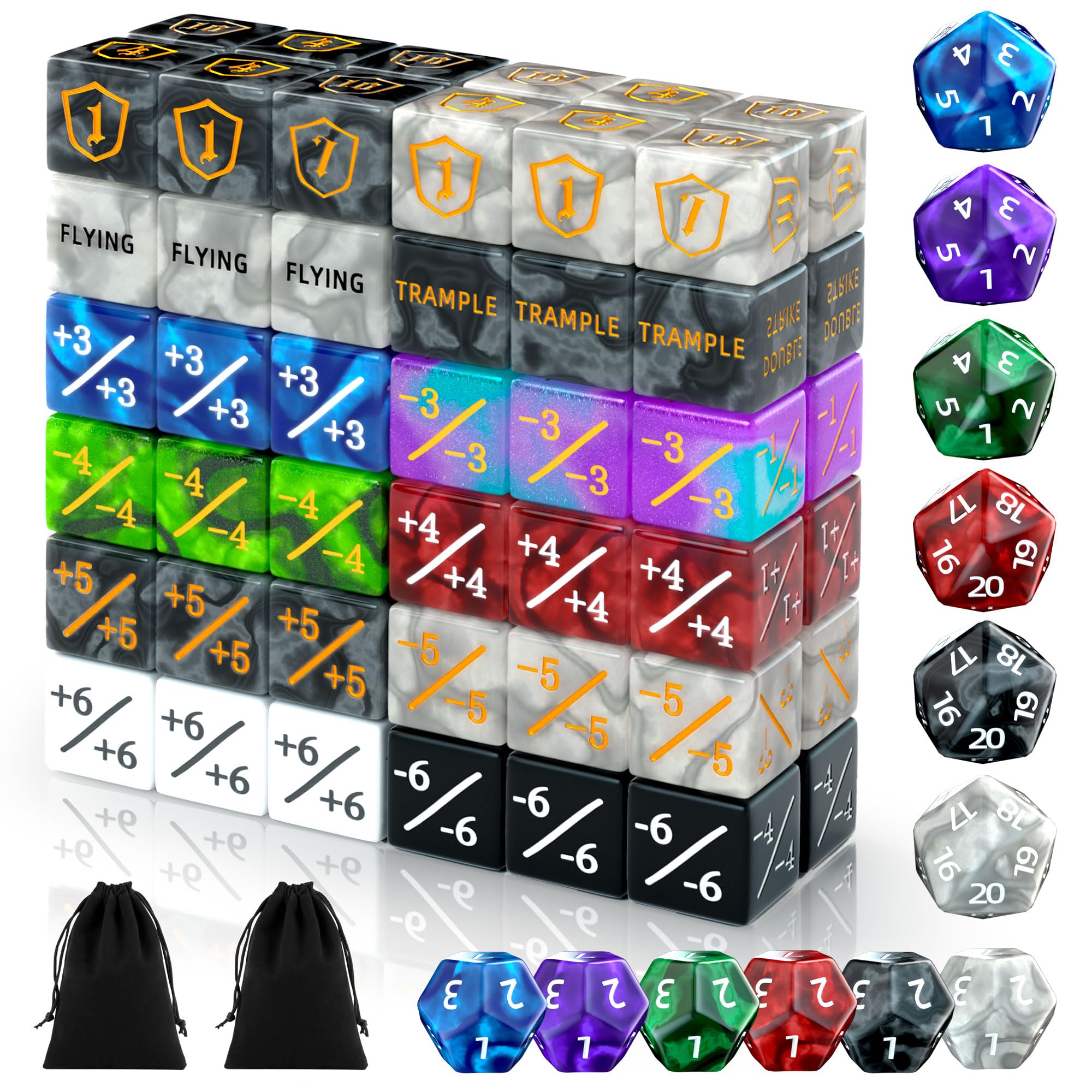 Brizago life-counter dice set with readable life totals for precise tracking