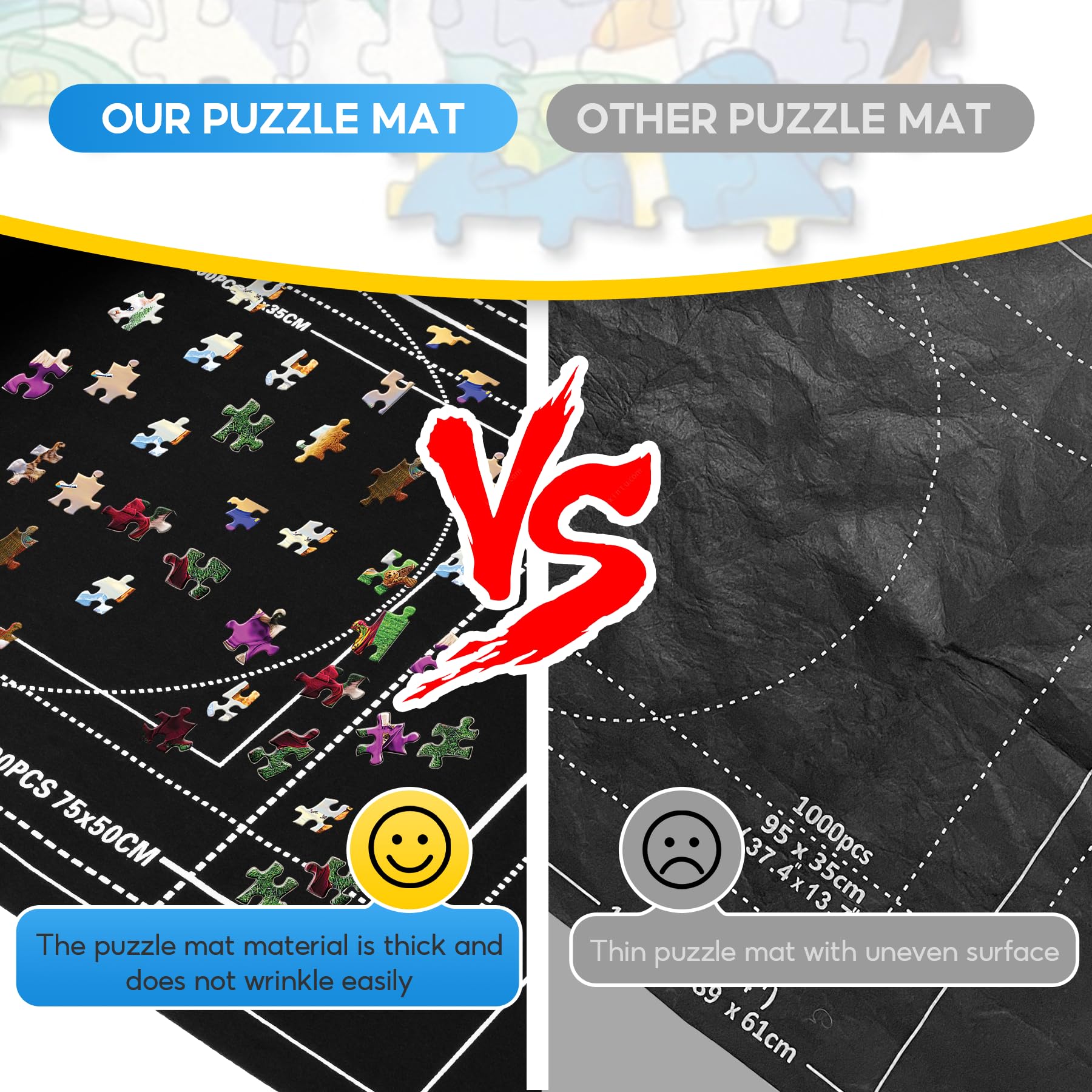 Brmoka 56x39 inch mat provides ample space for large puzzles.