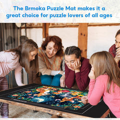 Brmoka portable storage bag keeps puzzles tidy during transport.