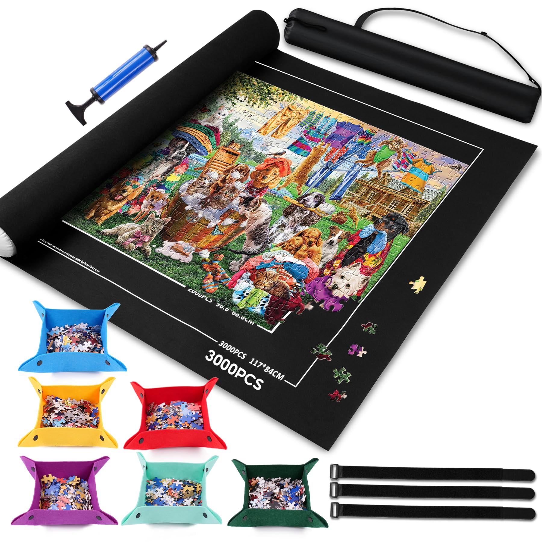 Brmoka jigsaw puzzle mat rollup with up to 1500 pieces for organized play