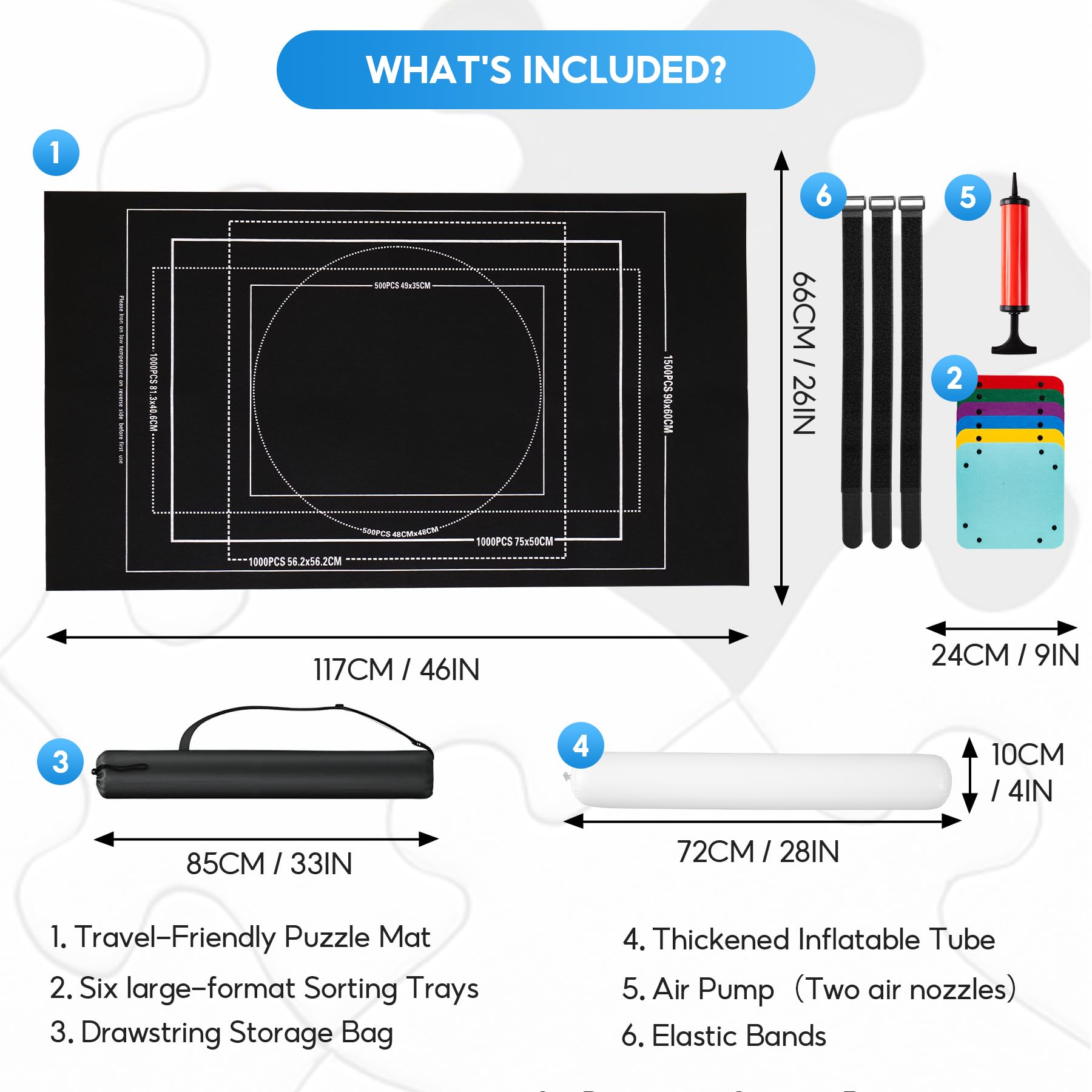 Brmoka puzzle mat includes inflation tube for quick saving.