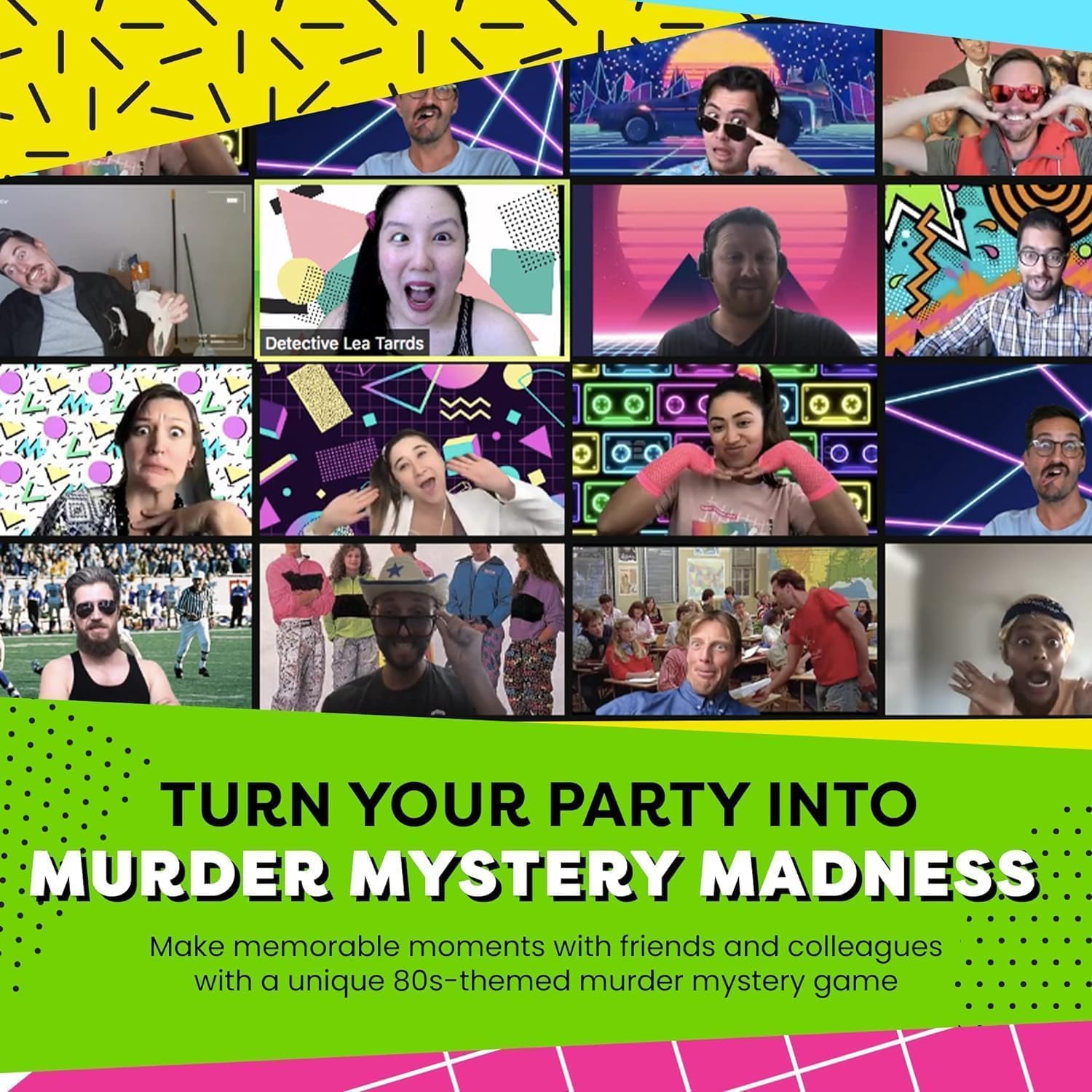 Broadway Murder Mysteries costume suggestions spark authentic 80s looks.