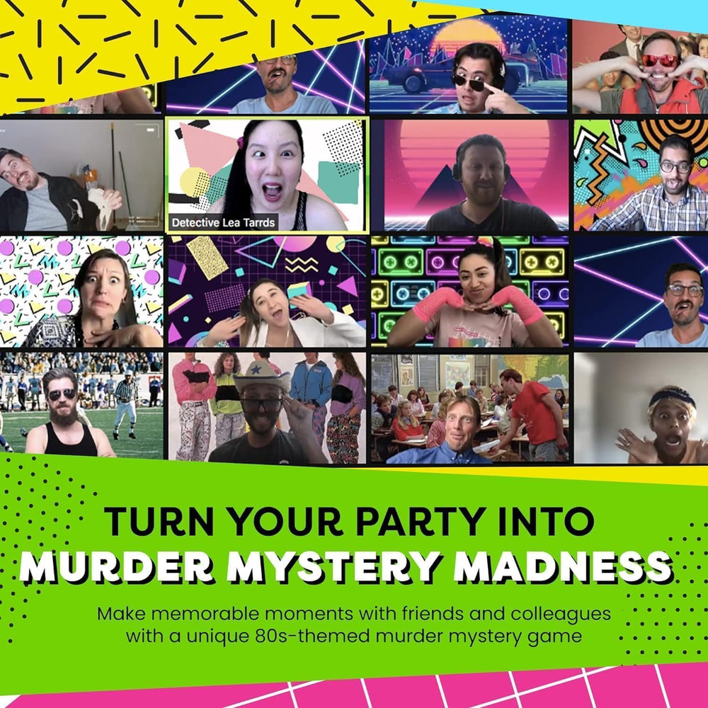 Broadway Murder Mysteries costume suggestions spark authentic 80s looks.