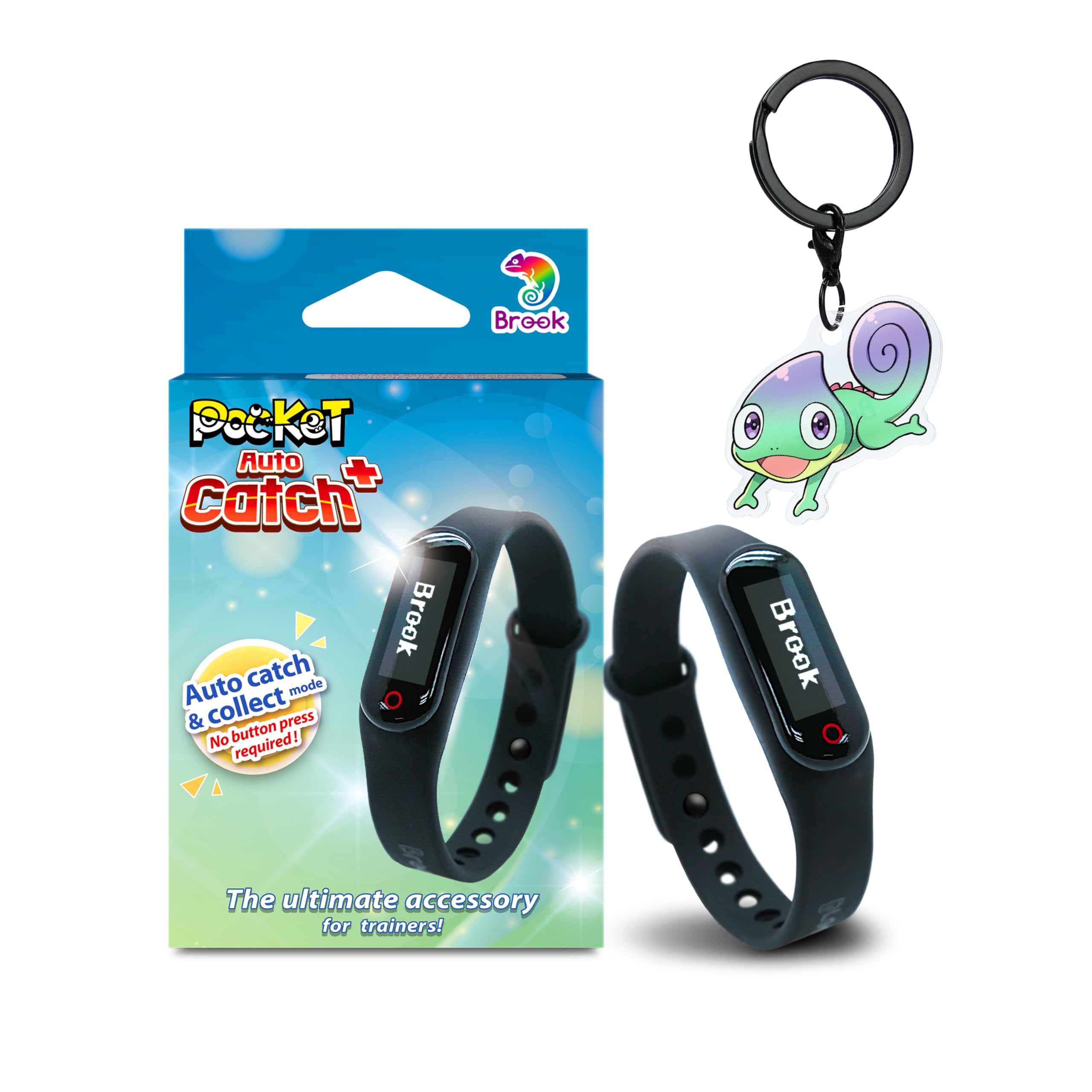 Brook Pocket Auto Catch Plus worn on the wristband for hands-free collection during walks.