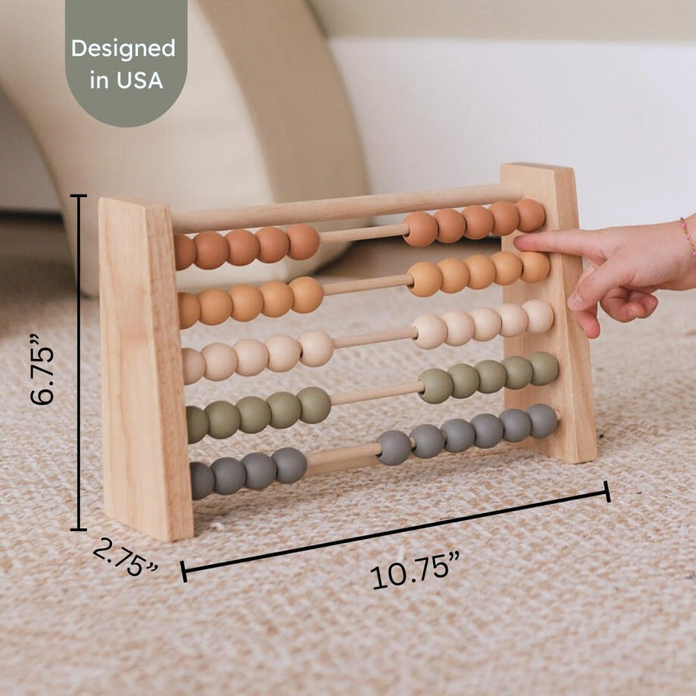 Brooklyn Neutral Boho Abacus in neutral palette complements modern playroom.