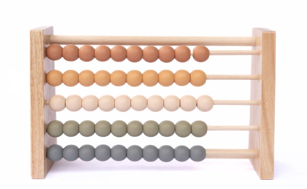 Brooklyn Neutral Boho Abacus in natural wood for STEM learning and nursery decor.