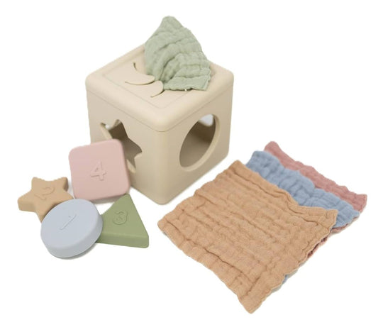 Brooklyn Neutral shape sorter with circle, triangle, star shapes for cognitive play