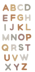 Brooklyn Neutral silicone alphabet magnets on fridge for early literacy play