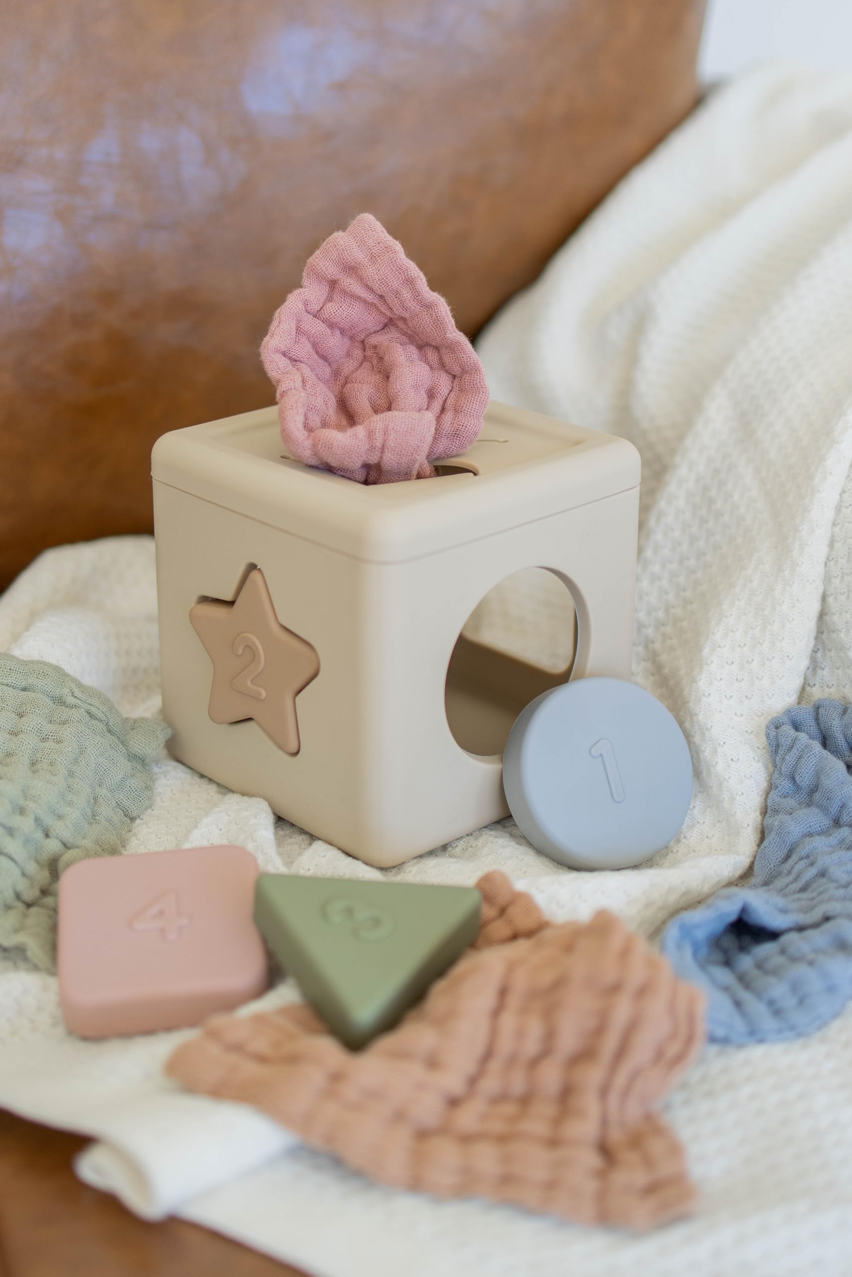 Brooklyn Neutral silicone shape sorter emphasizes non-toxic safety