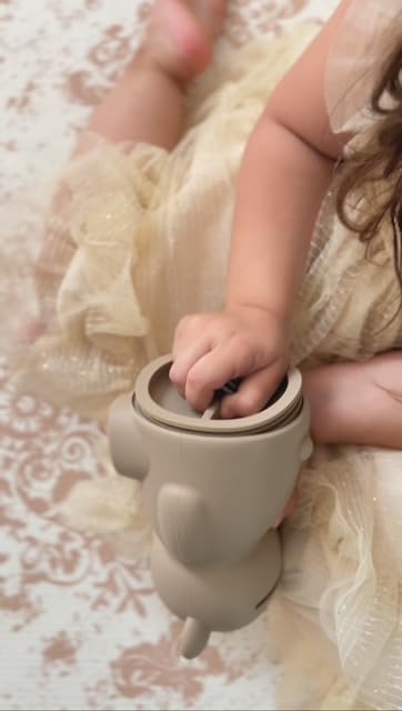 Brooklyn Neutral silicone piggy bank offers soft touch and durability.