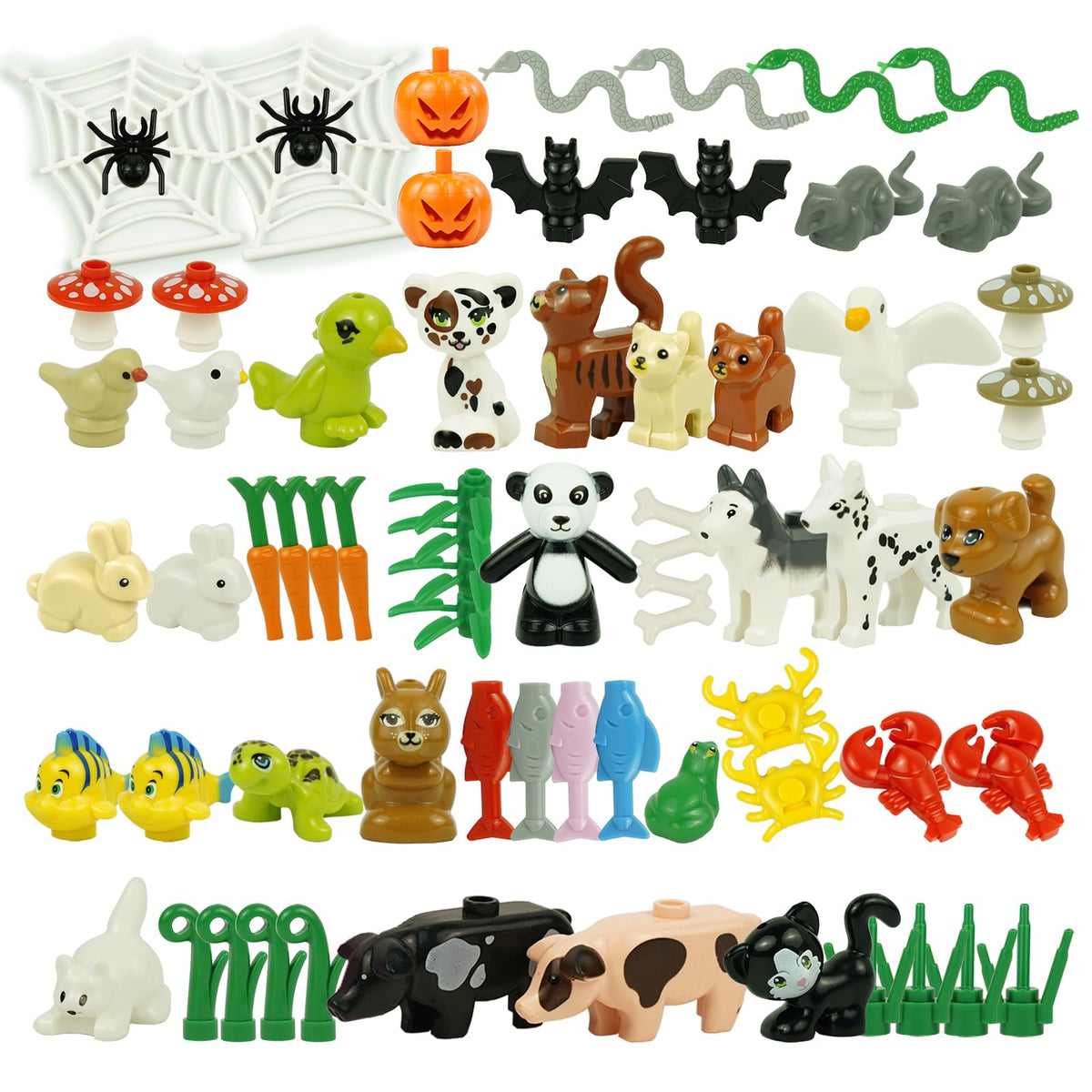 BroTex Friends Animals set shows panda and bunny in a forest scene for imaginative play.