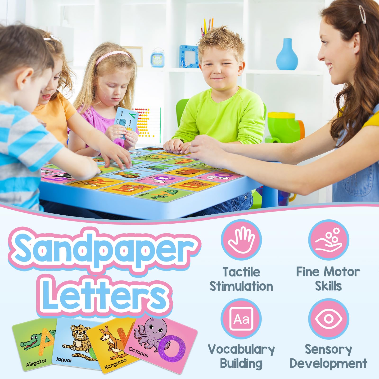 Broytain sandpaper letters card G with animal illustration pairs playtime with learning.