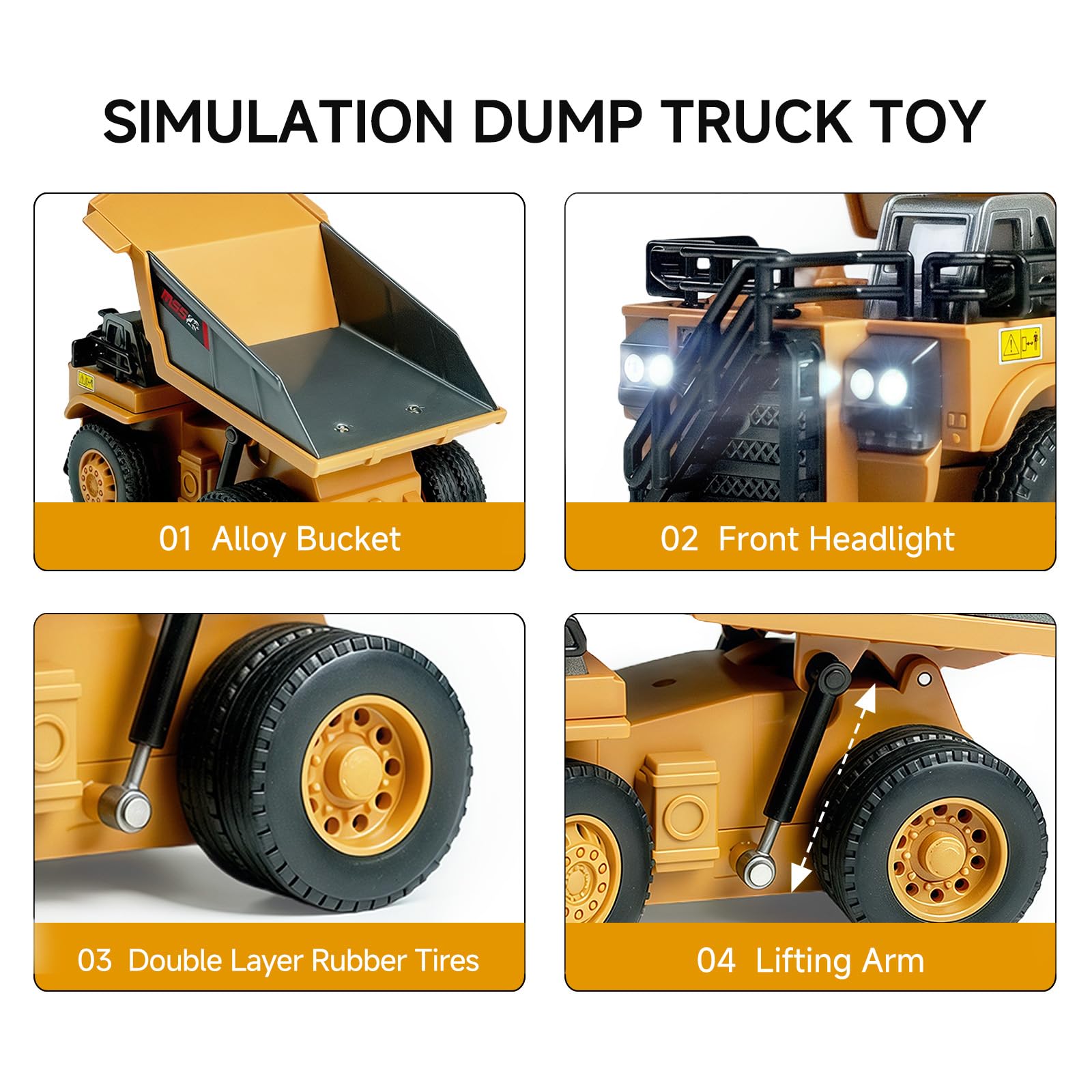 BRRRRT 1/64 dump truck on a desk-scene for imaginative play.