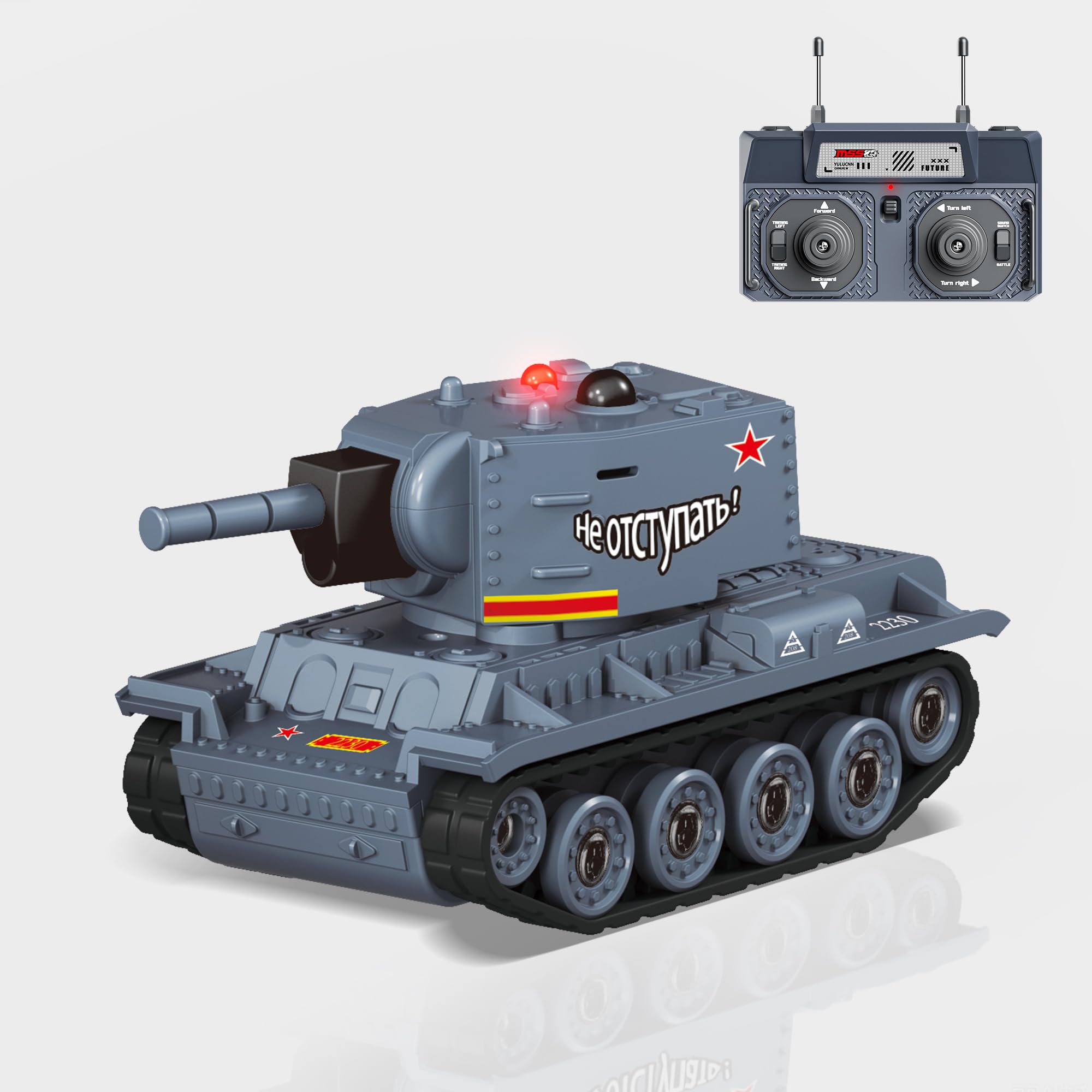 BRRRRT 1/64 RC Tank front view for compact indoor play and easy placement
