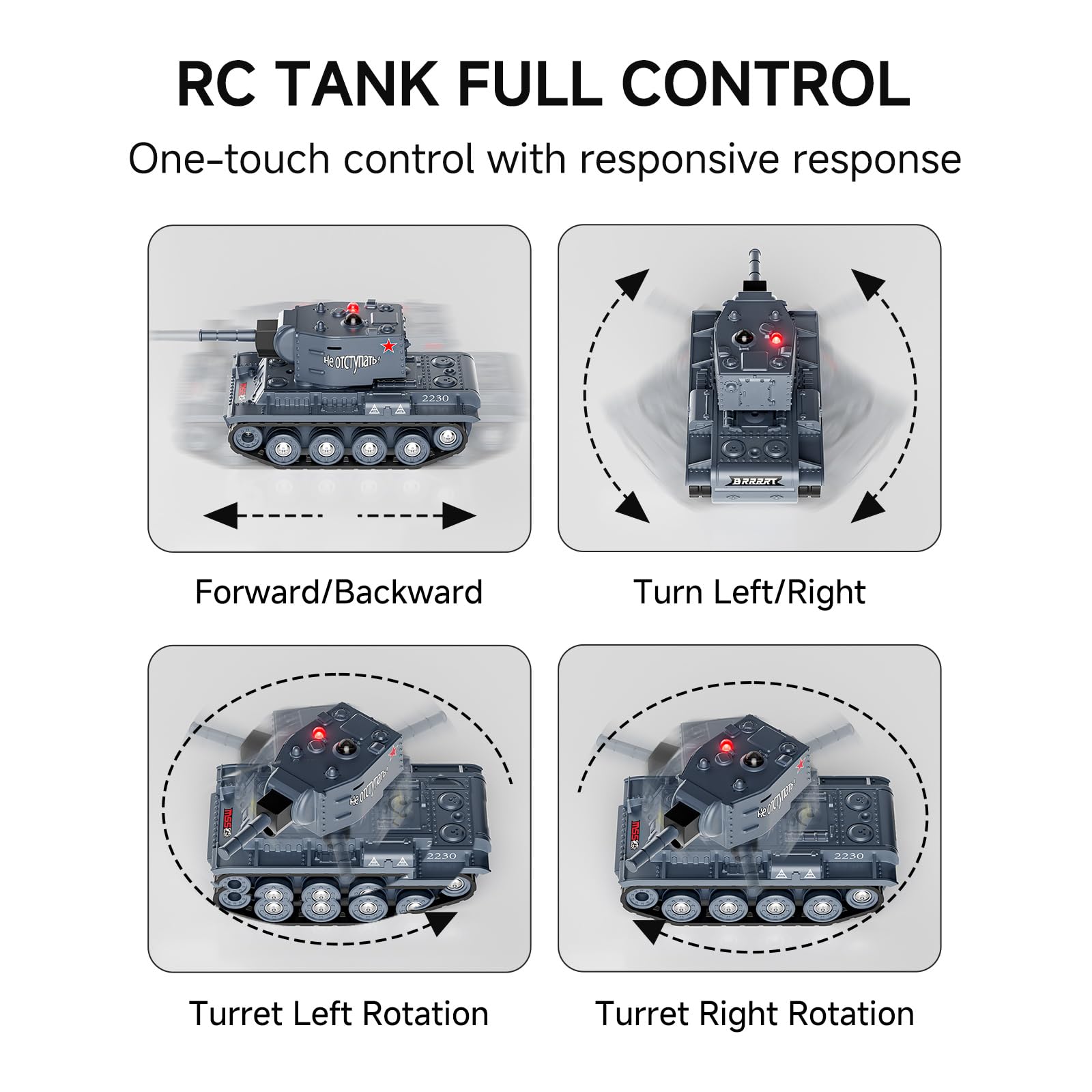 BRRRRT 1/64 RC Tank sounds and lights create immersive battlefield ambience