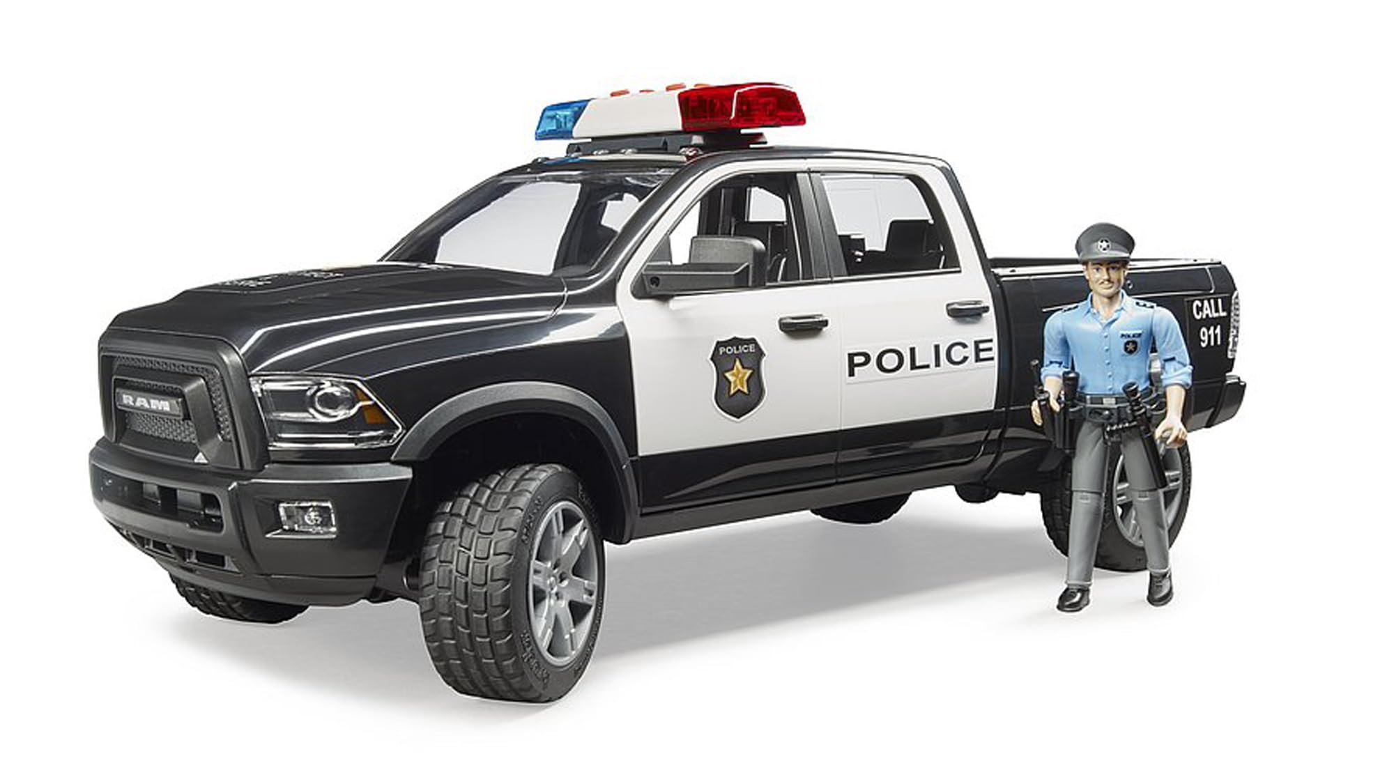 Bruder 02505 Ram 2500 Police Pickup rooftop light and sound module for authentic patrol ambience