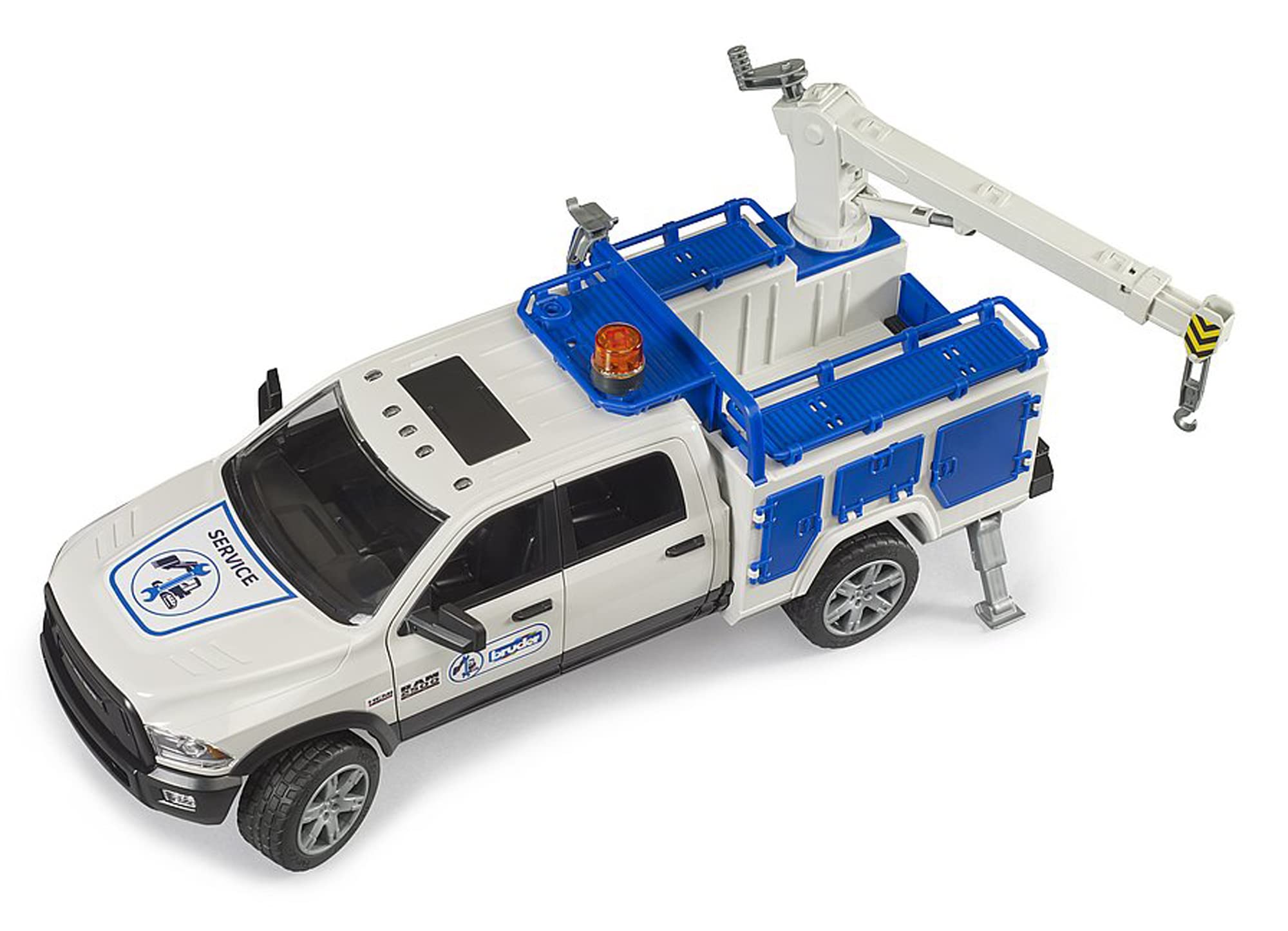 Bruder RAM 2500 service truck compartments for tools and spare parts storage