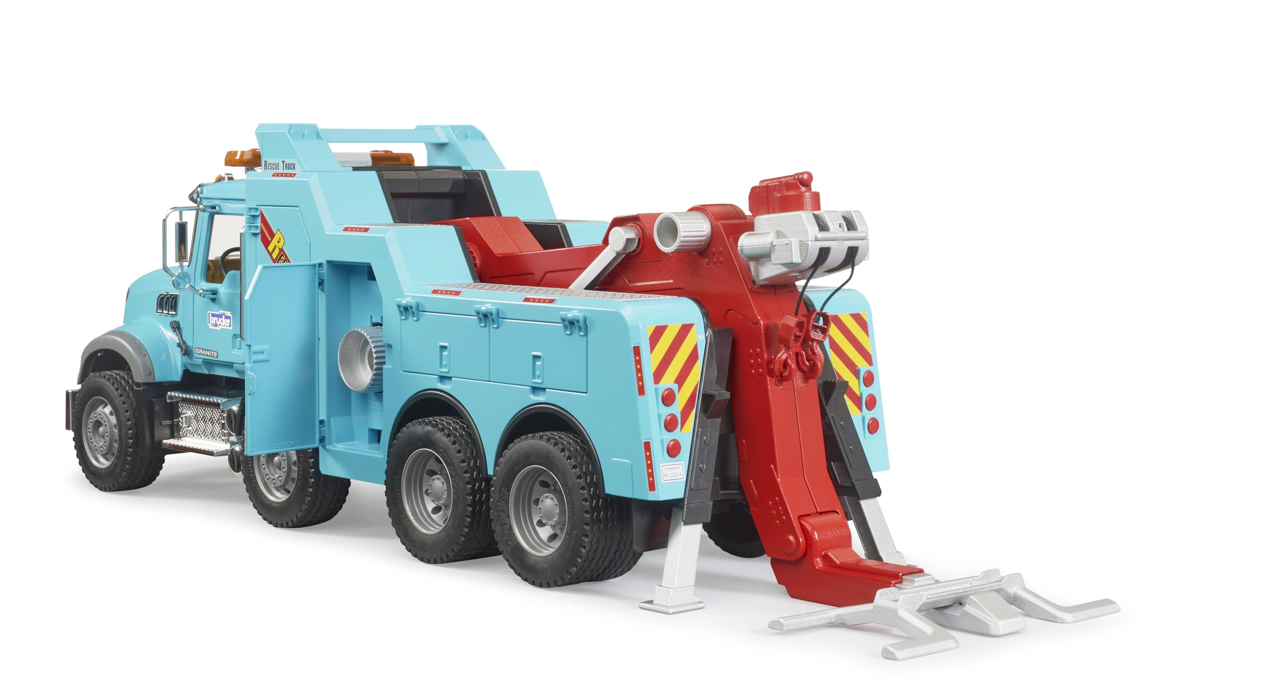 Bruder 02831 Mack Granite rescue wrecker lights and sounds boost night play