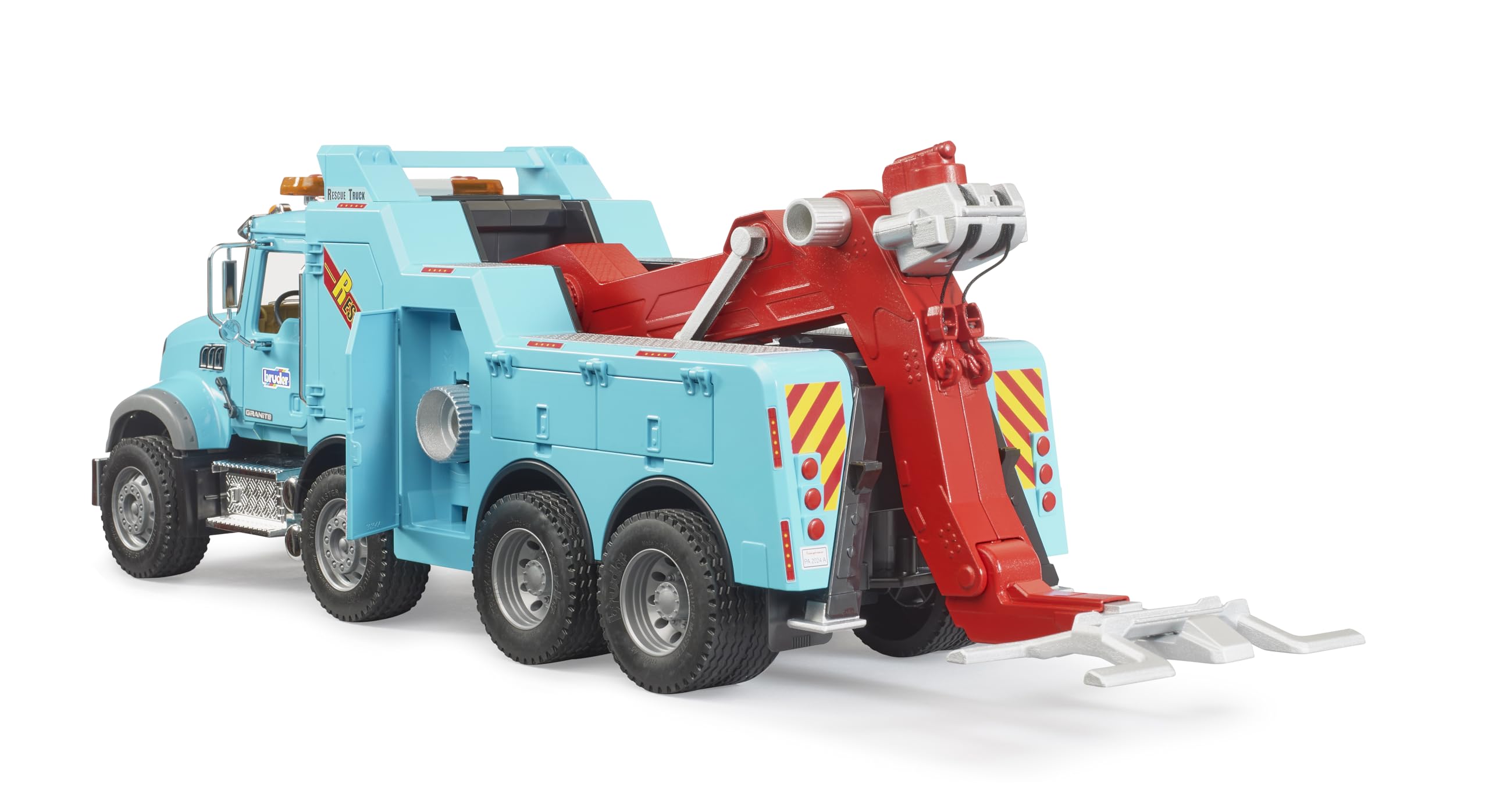 Bruder Mack Granite rescue wrecker cab doors open for role play adventures