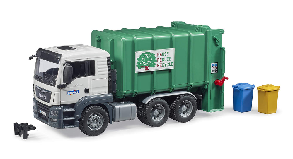 Bruder 03763 Man TGS body: durable play truck for realistic roleplay on construction sites.