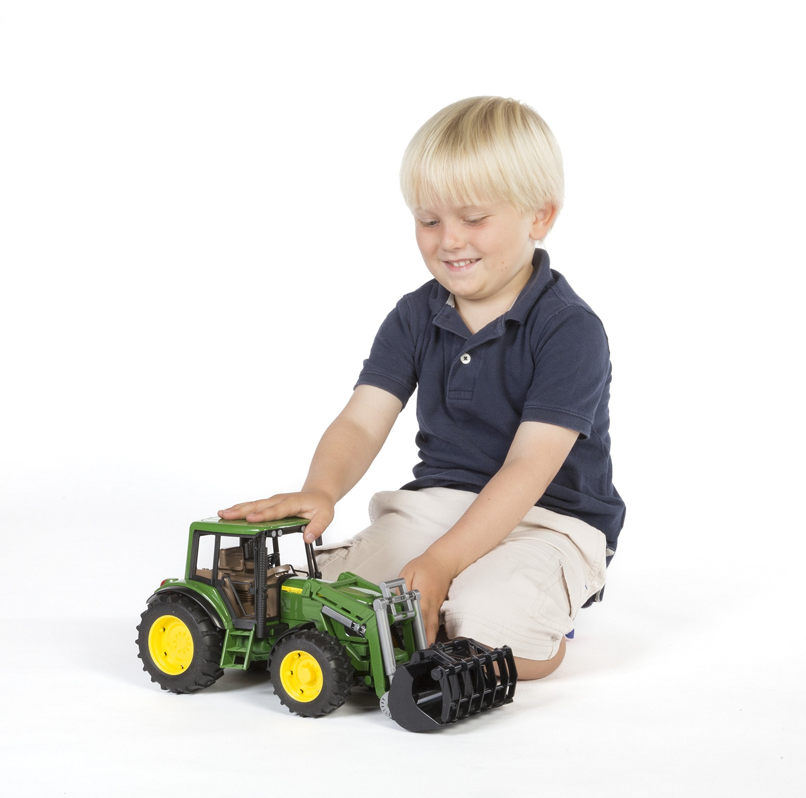 Bruder 09802 John Deere 6920 doubles wheels attachment adds stability.