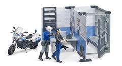BRUDER bworld police station office area with desk for mission planning.