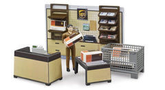 Bruder bworld UPS Store mesh box with parcels supports hands-on sorting play.
