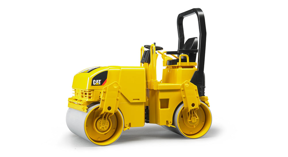 Bruder CAT asphalt drum compactor articulated steering enables precise turns during play