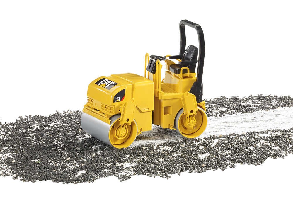 Bruder CAT asphalt drum compactor roller detail shows bolts for authentic realism