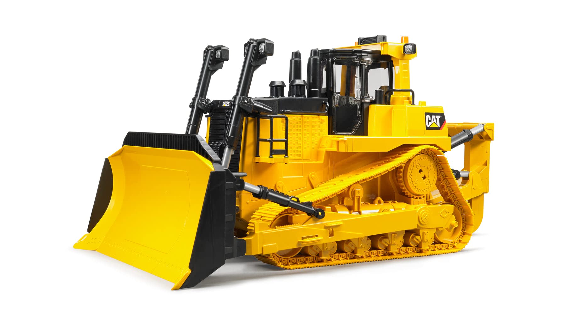 Bruder CAT Large Track-Type Tractor front view for realistic outdoor imagination.