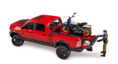 Bruder Ducati Scrambler Desert Sled on loading platform for authentic transport play.