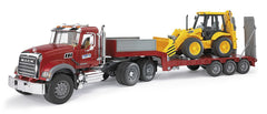 Bruder JCB loader backhoe features movable front loader and backhoe for hands-on construction.