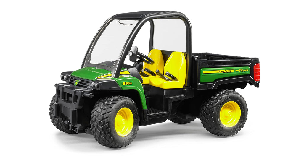 Bruder John Deere 855D Gator XUV tilting loading platform enables realistic loading moments.