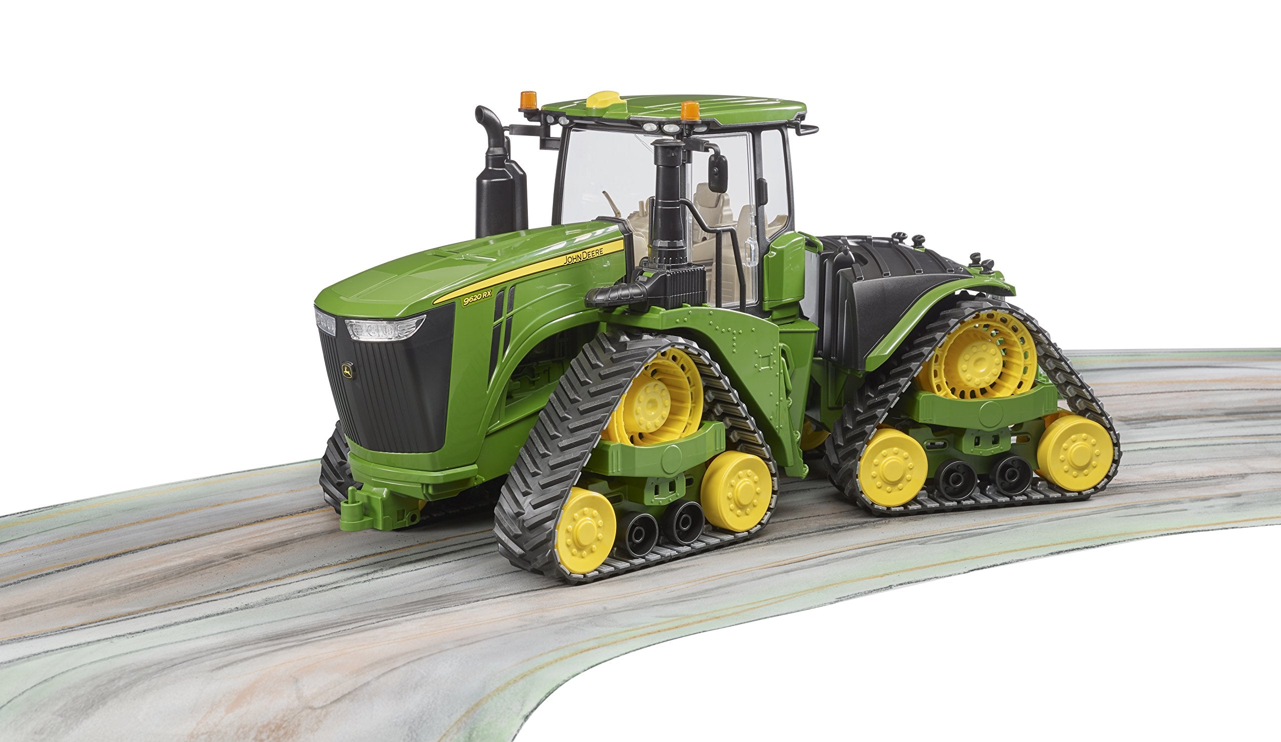 Bruder John Deere 9620RX dimensions approximately 19.75 in by 7.50 in by 9.25 in.