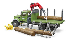 Bruder Mack Granite crane 360-degree rotation for versatile positioning.