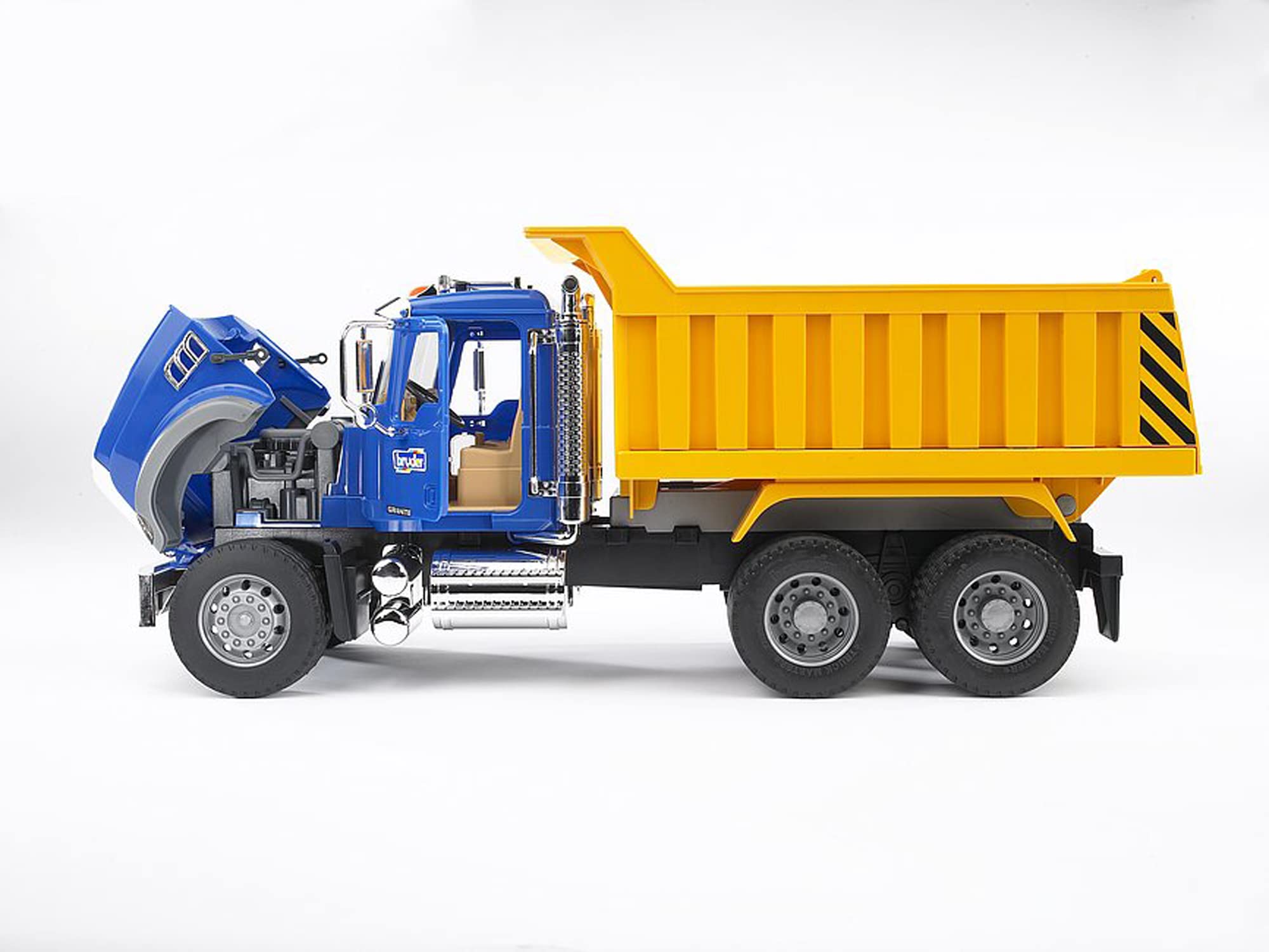 Bruder Mack Granite opening doors to enhance role-play access.