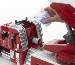 Bruder Mack Granite fire engine opening hood reveals chrome accents