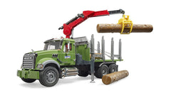 Bruder Mack Granite side stakes extended for stable side-loading.