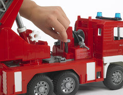 Ladder with 360-degree rotation on Bruder fire engine for high reach rescues
