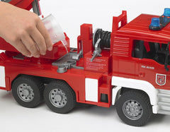 Water pump and tank on Bruder fire engine enabling interactive play