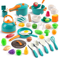 Bruvoalon 56Pcs mini play kitchen cookware set for imaginative pretend cooking
