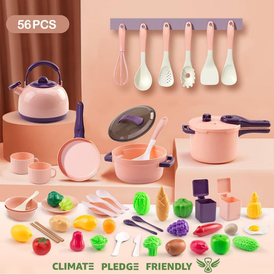 Bruvoalon kids cookware pots and pans pink for realistic pretend meals