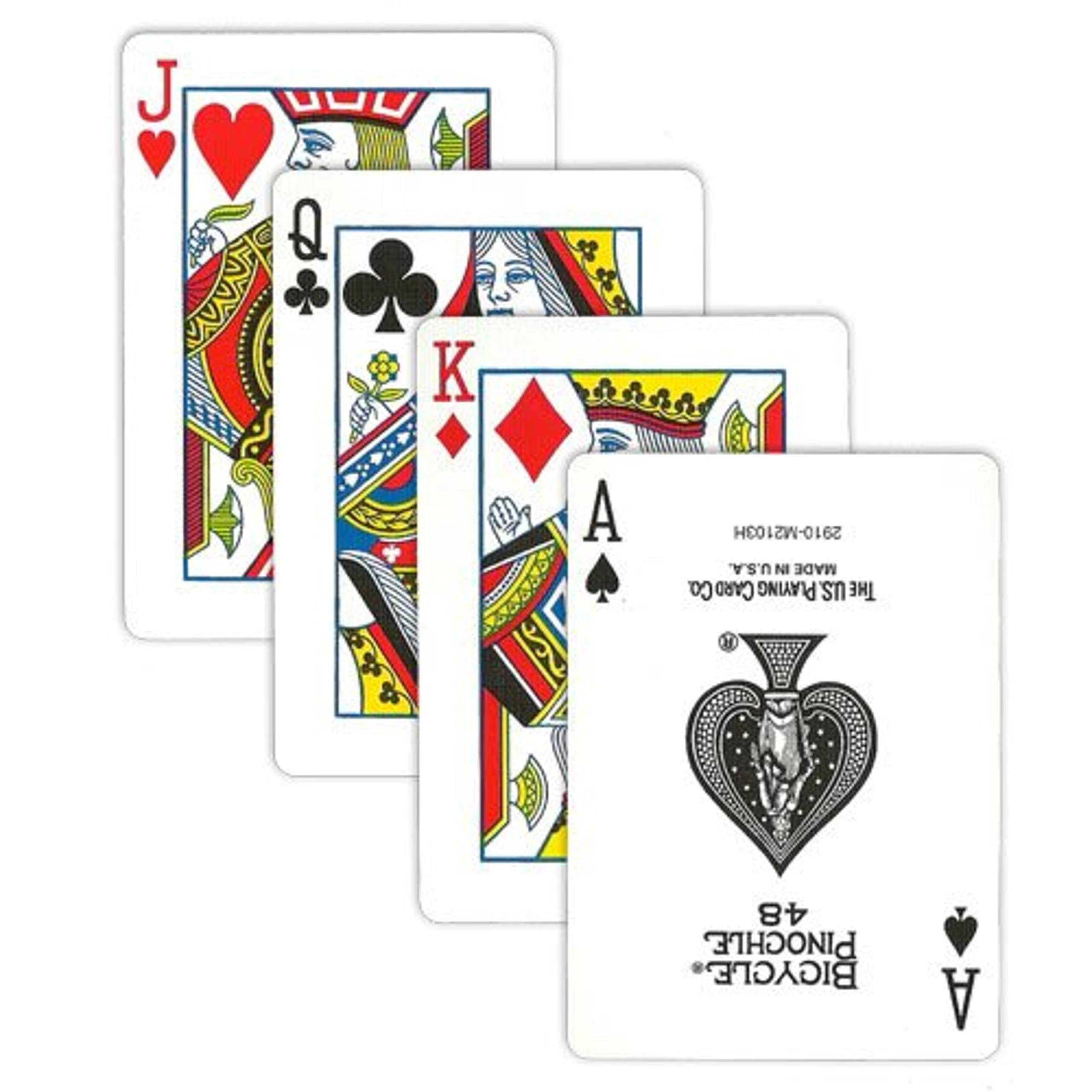 Brybelly Bicycle pinochle cards in red deck ready for fast rounds.