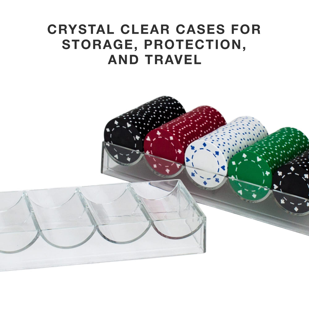 Close up of Brybelly chips with clear acrylic trays for visibility