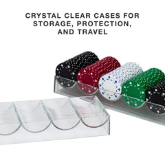 Close up of Brybelly chips with clear acrylic trays for visibility